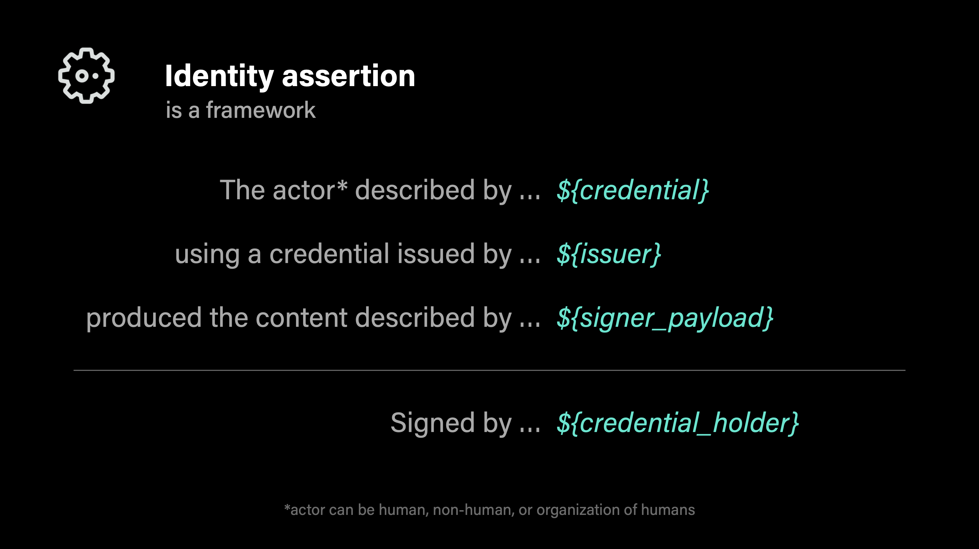 Identity assertion as a framework